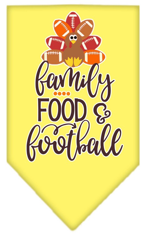 Family, Food, and Football Screen Print Bandana Yellow Small